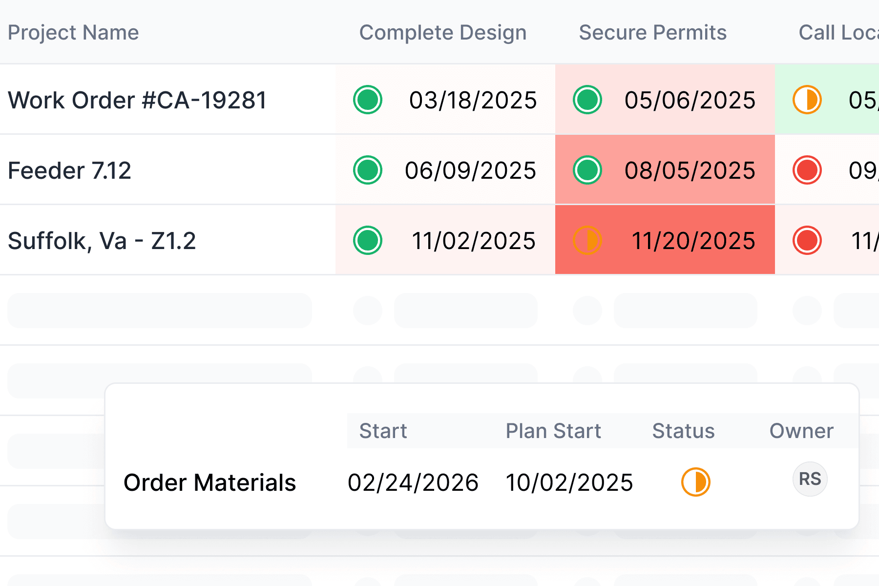 Project Schedules screenshot